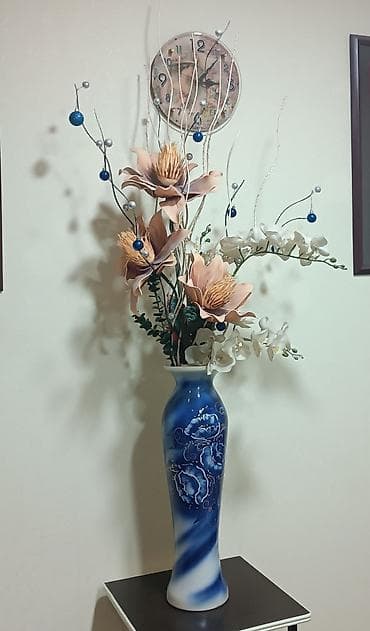 ваза напольная: Напольная композиция: высокая керамическая ваза с росписью + — 7