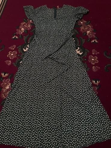 Айымдардын кийими: Платье миди с принтом «ромашки» - Цвет: темно‑зеленый фон с белым — 1