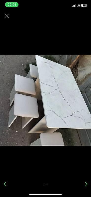 купить бу кухонный стол и стулья: Кухонный стол и стул, цвет - Белый — 3