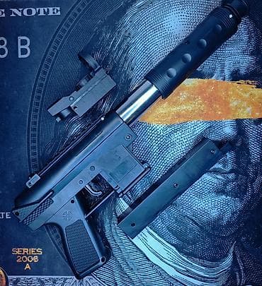 денежный пистолет: Мощный игрушка пистолет 🔥. Стреляет 6мм жёлтыми пульями, алюминиевую — 2