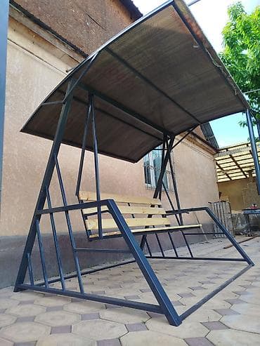 кованные скамейки: Садовые качели Металл, Со спинкой, С крышей — 7