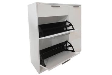 шкаф для обуви с полками: Артикул: 00026531 Дели обувница №4, Белый, Стендмебель Обувница имеет — 4