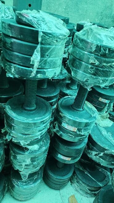 хромированные гантели: Гантели по 18кг каждая продаются по 2 шт. железные разборные ручка — 1