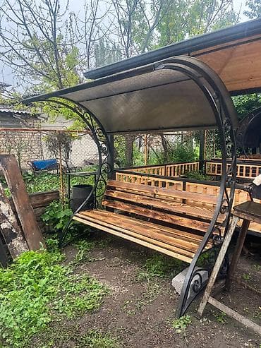 скамейки для беседки: Скамейка Металл, Со спинкой, С крышей — 2