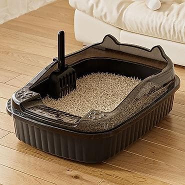 прозрачный ящик: Лоток для кошек с бортиками и совком - Просторный открытый лоток из — 1
