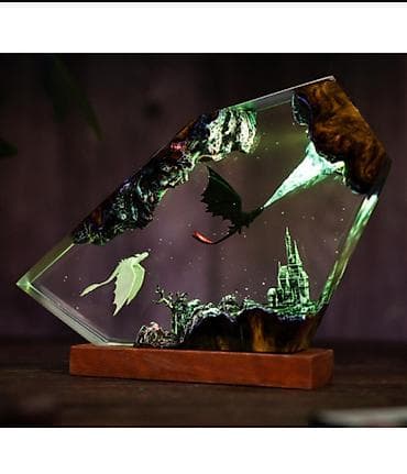 study lamp: Настольный светильник-диорама «Черный и Белый Дракон» - Атмосферная — 3