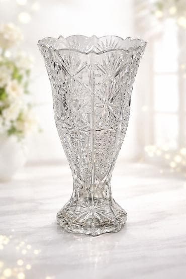 живопись современных художников: Хрустальная ваза с гранёной огранкой 24см. - Материал: прозрачный — 1