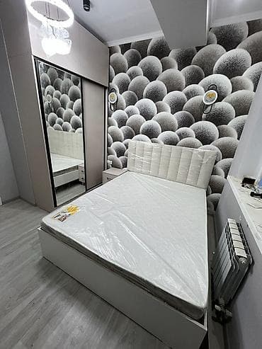 фурнитура на мебель: Спальный гарнитур, Двуспальная кровать, МДФ, цвет - Белый — 1