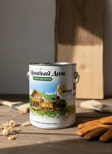Защитное средство для древесины «Новый Дом» с воском, предназначенное