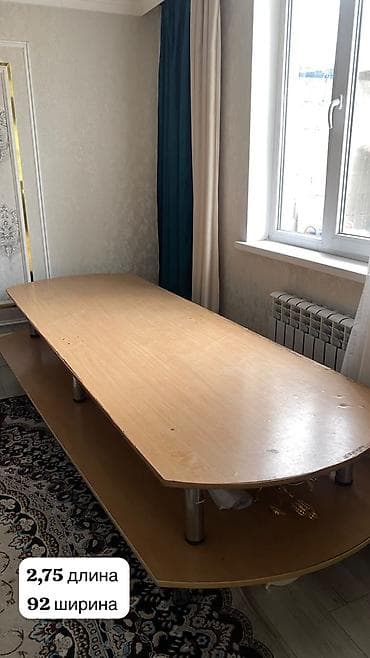 study table: Офисный стол, Б/у, Нерегулируемый, цвет - Бежевый, Прямоугольный, ЛДСП — 1
