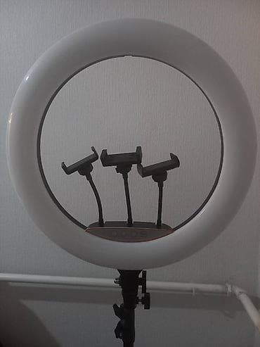 цветомузыка: Кольцевая селфи лампа RGB LED MJ18 с тремя держателями для смартфона — 3