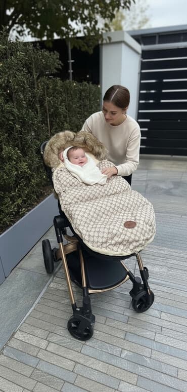 зимний чехол на коляску: Утеплённый конверт Dearest для коляски. - Тёплый зимний — 1