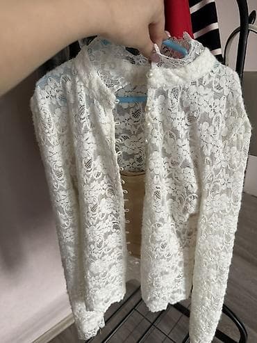 Ажурный кружевной кардиган/жакет цвета айвори. - Материал: мягкое