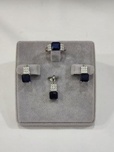 самые красивые свадебные платья в мире: Серебряный Набор с камнями Сапфир Серебро 925 пробы Размеры имеются — 2