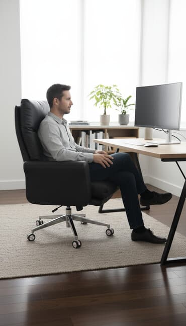 кресло кожаное офисное: Офисное кресло, С колесиками, цвет - Черный, Экокожа — 1