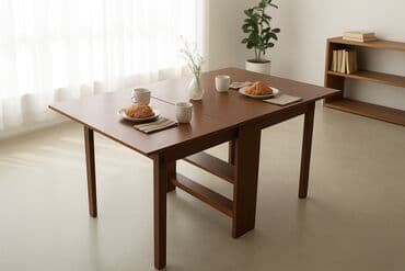 круглая кровать трансформер: Стол трансформер Для зала, Стол-книжка, цвет - Коричневый — 1