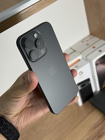 iphone 14 pri: IPhone 15 Pro, Б/у, 256 ГБ, Black Titanium, Защитное стекло, Чехол, 86 % — 1