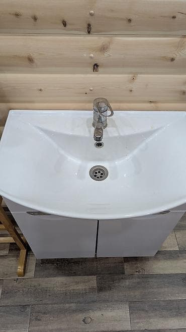 туалет из дерева купить: Тумба для ванны, С раковиной, цвет - Белый — 2