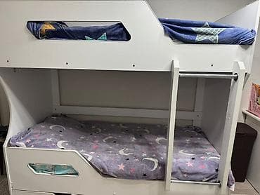 Двухъярусная детская кровать, ЛДСП, цвет - Белый