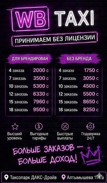 водители без авто: Требуется Водитель такси - С личным транспортом, Техподдержка — 1