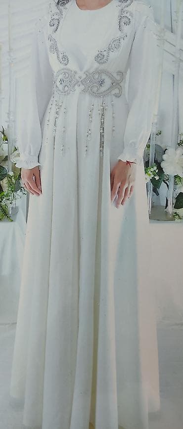 свадебные платья 2025: Свадебное платье и платье на Кыз узатуу: белые, в пол. Вариант 1: - — 4