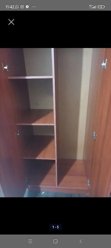 шкаф с комодом: Двухстворчатый шкаф для одежды из ЛДСП в тёплом оттенке «вишня/бук» — 2