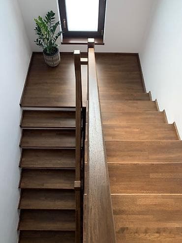 Металлические лестницы: Деревянная лестница Для дома, Вид дерева: Грецский орех, Форма лестницы: Прямая, Стиль: Лофт — 3