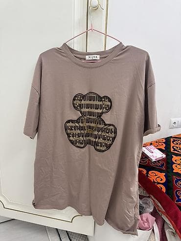 Футболка LYX с аппликацией «мишки» - Цвет: пыльно‑тауповый — 1