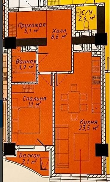 кввр: 1 комната, 57 м², Элитка, 17 этаж, Готовая ПСО (под самоотделку) — 8