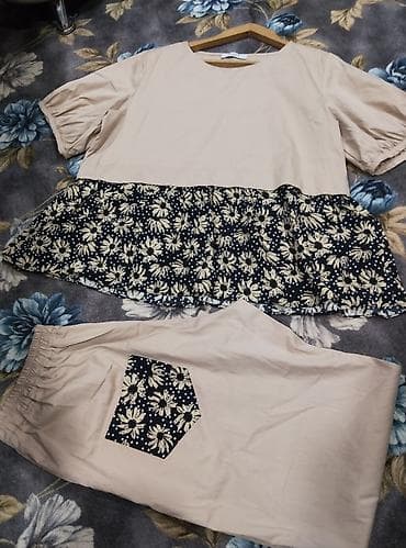 улутук кийим: Женский костюм из двух предметов - Комплект: свободная блуза + брюки — 1