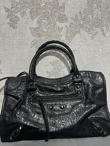 acne studio: Сумка-тоут в стиле Balenciaga City, чёрная. - Материал: фактурная — 1