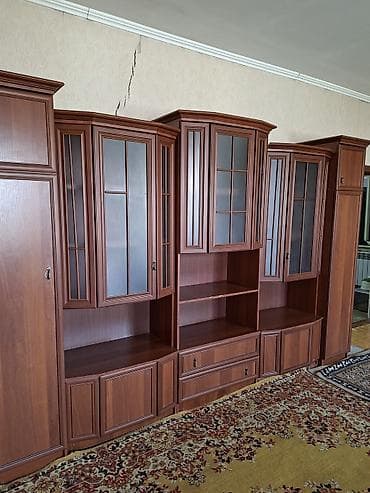 Мебель: Секция («стенка») для гостиной из ЛДСП под темное дерево с — 2
