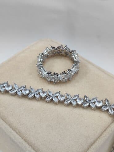 свадебные наборы ручной: Серебряный браслет+ кольцо Серебро 925 пробы Дизайн Италия Для — 5