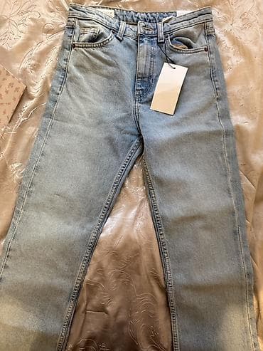 плотя: Джинсы, Клеш, Zara, Средняя талия, С бахромой, S — 2