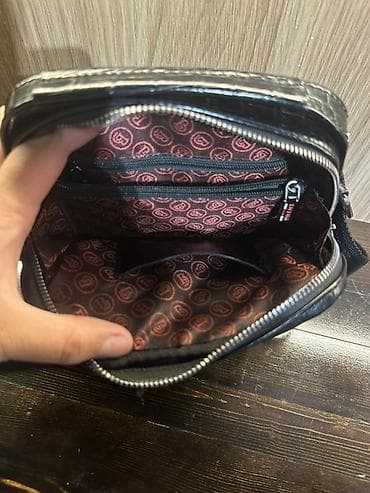 рыжие кожаные ремни: Барсетка, Butun, Материал: Экокожа, Застежка на молнии, Б/у — 4