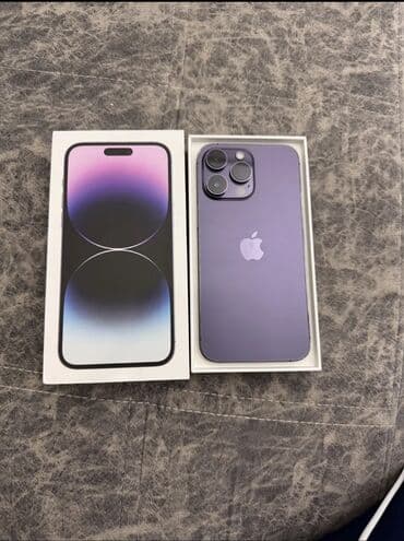 IPhone 14 Pro Max, Б/у, 256 ГБ, Deep Purple, Наушники, Зарядное устройство, Защитное стекло, 80 %