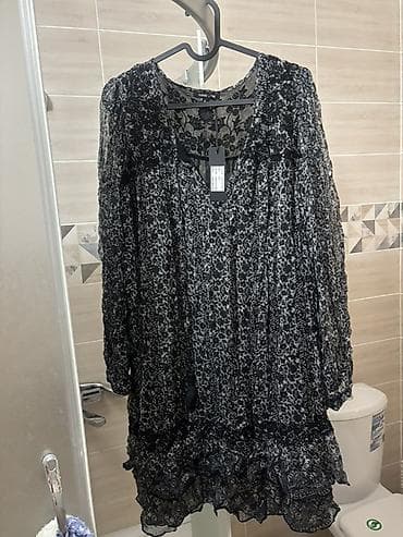 Повседневное платье, Индия, Осень-весна, Короткая модель, Шифон, Бохо, M