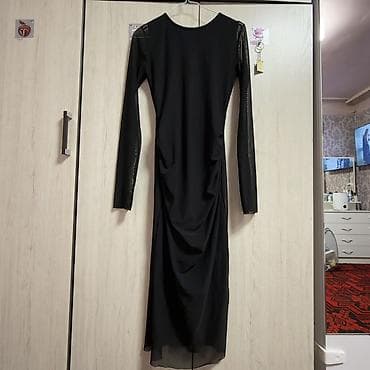 коктейли: Вечернее платье, Коктейльное, Трикотаж, С рукавами, L — 1