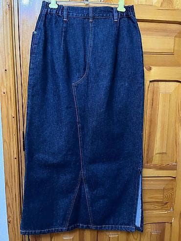 Юбка, Модель юбки: Прямая, Миди, Джинс, По талии