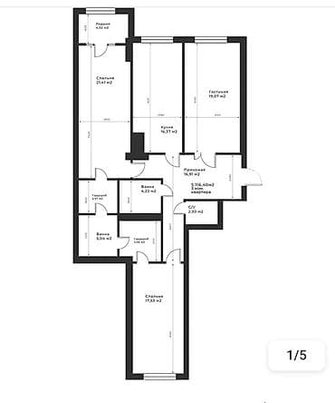 отдам дешего: 3 комнаты, 117 м², Элитка, 3 этаж, Готовая ПСО (под самоотделку) — 1