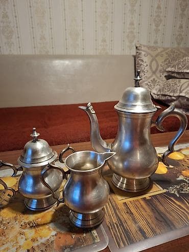 Кухонные принадлежности: Набор из - мельхиор Индия с ручной кофейно-чайный сервиз из 3 — 2