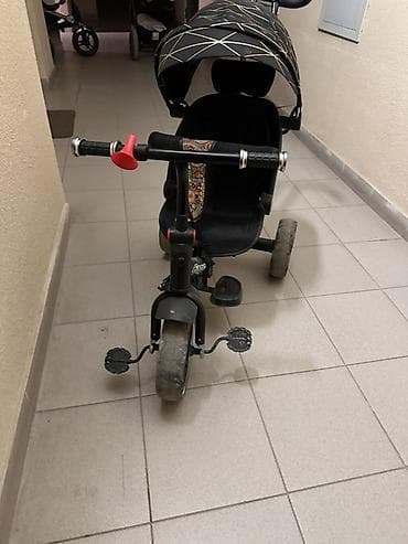 isma typhoon: Детский трехколесный велосипед с ручкой для родителей и козырьком. - — 3