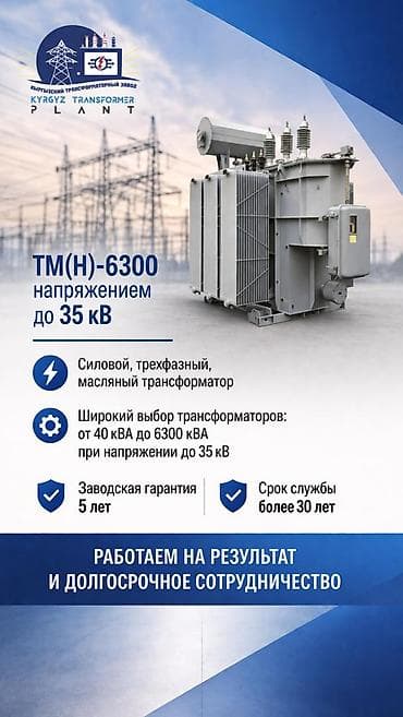 сушку: Трансформатор ТМГ21-1000-10/6-04 кВА Мощность:	от 630 до 3200 кВ•А — 4