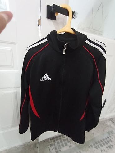 кофта адидас: Зипка/олимпийка Adidas. - Цвет: черный с красными вставками и белыми — 1