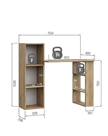 парта для учебы: Стол с открытыми стеллажами . - Компактная угловая компоновка — 3