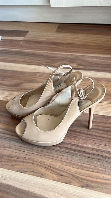 свадебнве туфли: Босоножки, 37, 38, Jimmy Choo, Б/у, цвет - Бежевый — 1