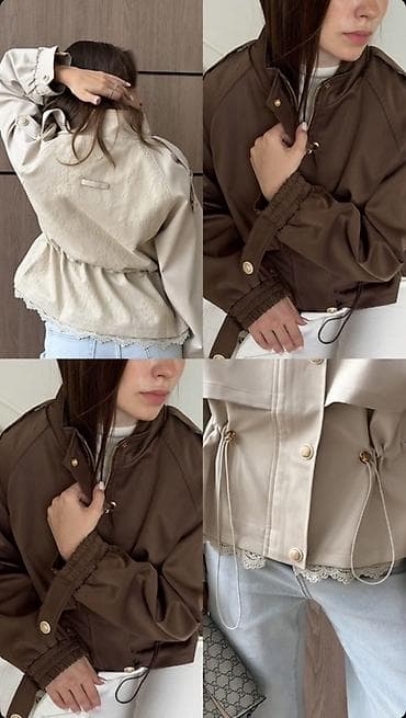 lining flex: Женская укороченная куртка-анорак в двух цветах: бежевый и шоколадный — 1