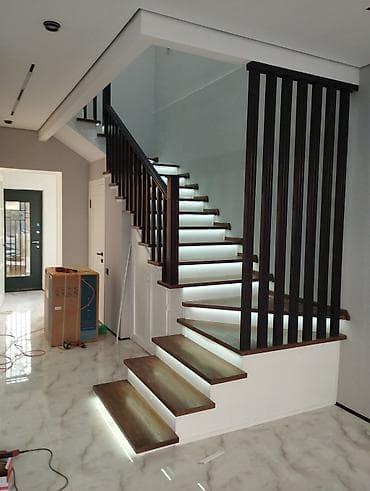 опрыскиватель для деревьев: Деревянная лестница Для дома, Форма лестницы: Много-маршевая, Стиль: Классический — 5