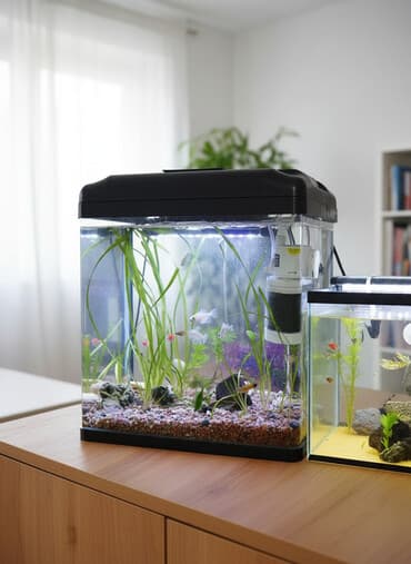 корм для аквариумных рыб: Аквариумы комплект с живыми рыбами и растениями - Стеклянный — 1