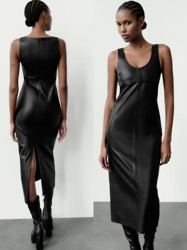 леопардовые вещи: Вечернее платье, Длинная модель, Без рукавов, S — 1